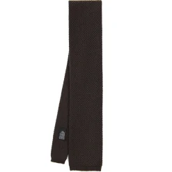 E.Marinella CRAVATTA TRICOT IN CASHMERE MARRONE SCURO Tinta unita Online