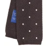 E.Marinella CRAVATTA TRICOT IN CASHMERE MARRONE SCURO Pois bianco
