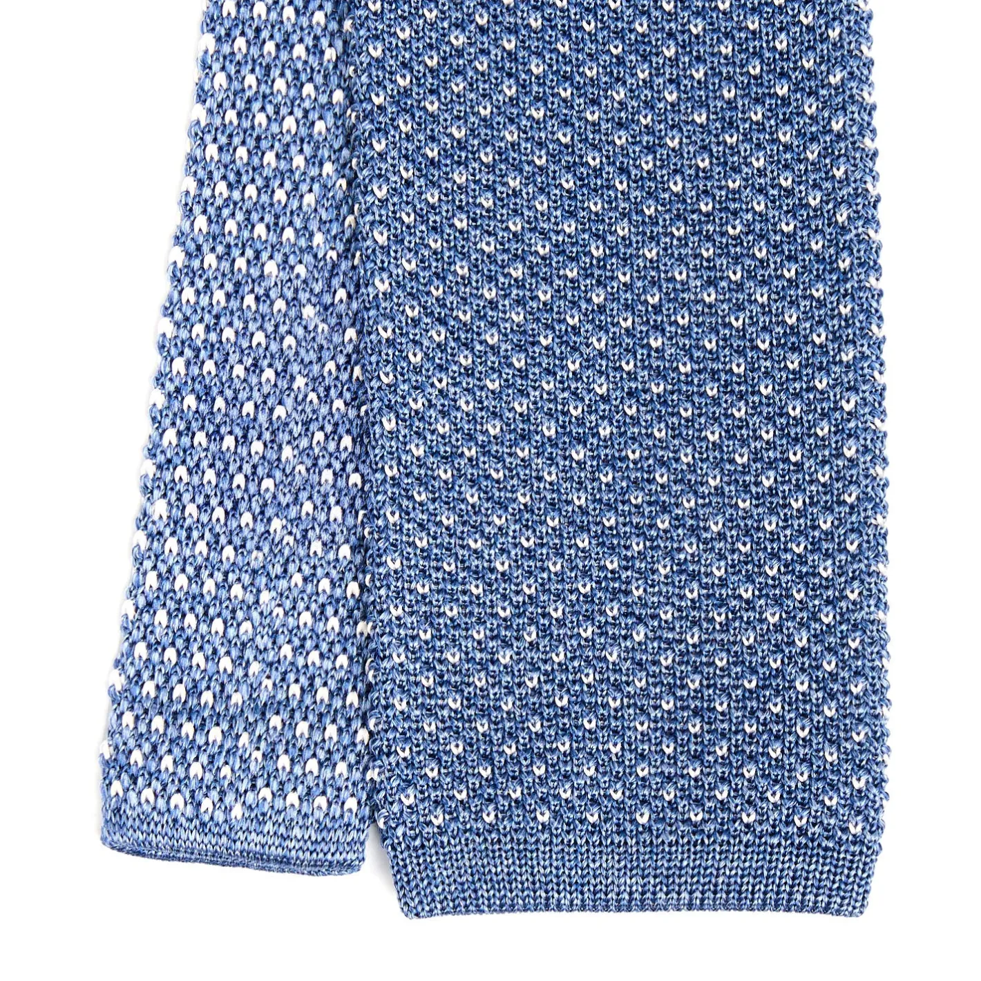 E.Marinella CRAVATTA TRICOT IN SETA AZZURRO POLVERE Microfantasia geometrica