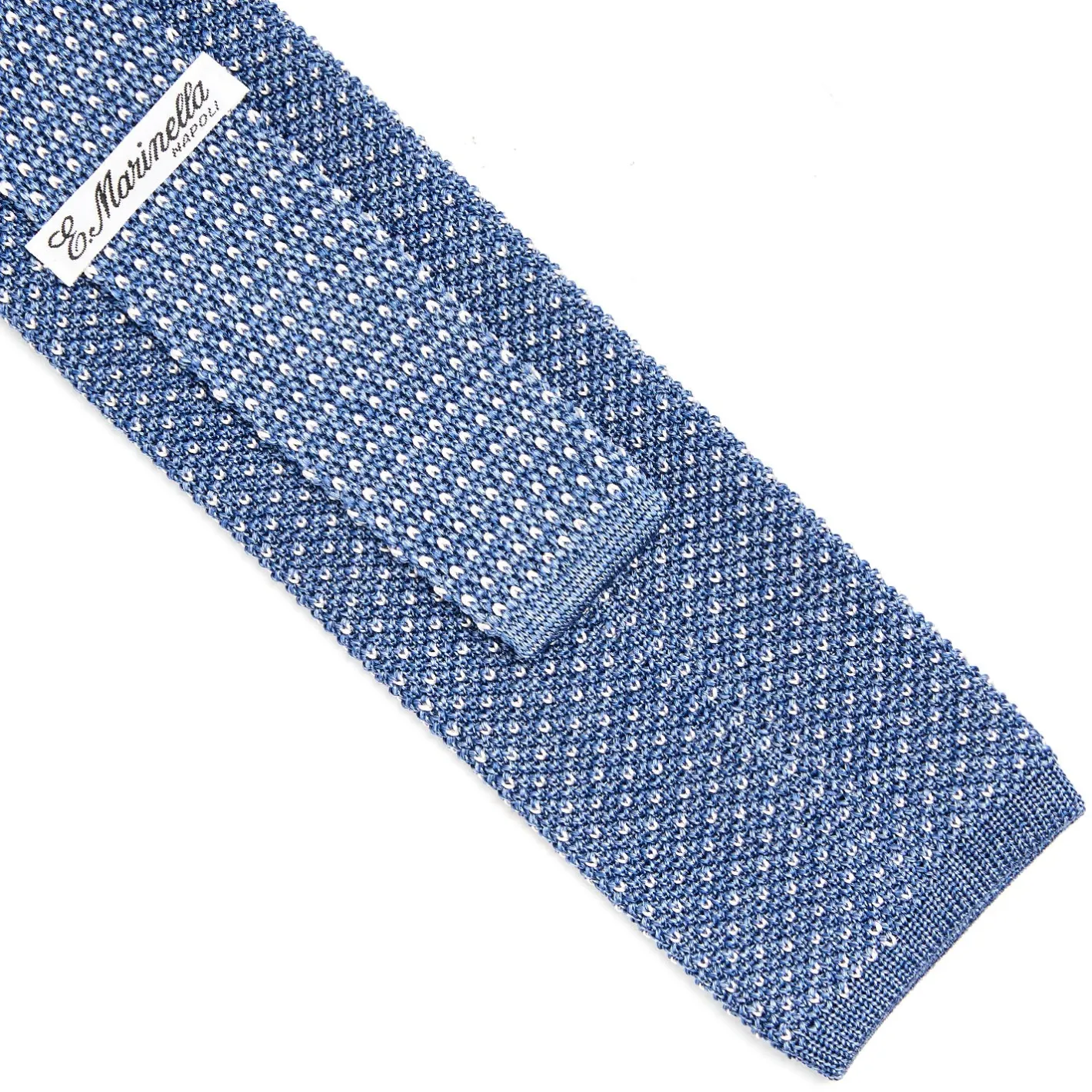 E.Marinella CRAVATTA TRICOT IN SETA AZZURRO POLVERE Microfantasia geometrica