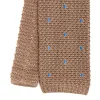 E.Marinella CRAVATTA TRICOT IN SETA BEIGE Pois azzurro Sale