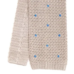 E.Marinella CRAVATTA TRICOT IN SETA BEIGE Pois blu Online