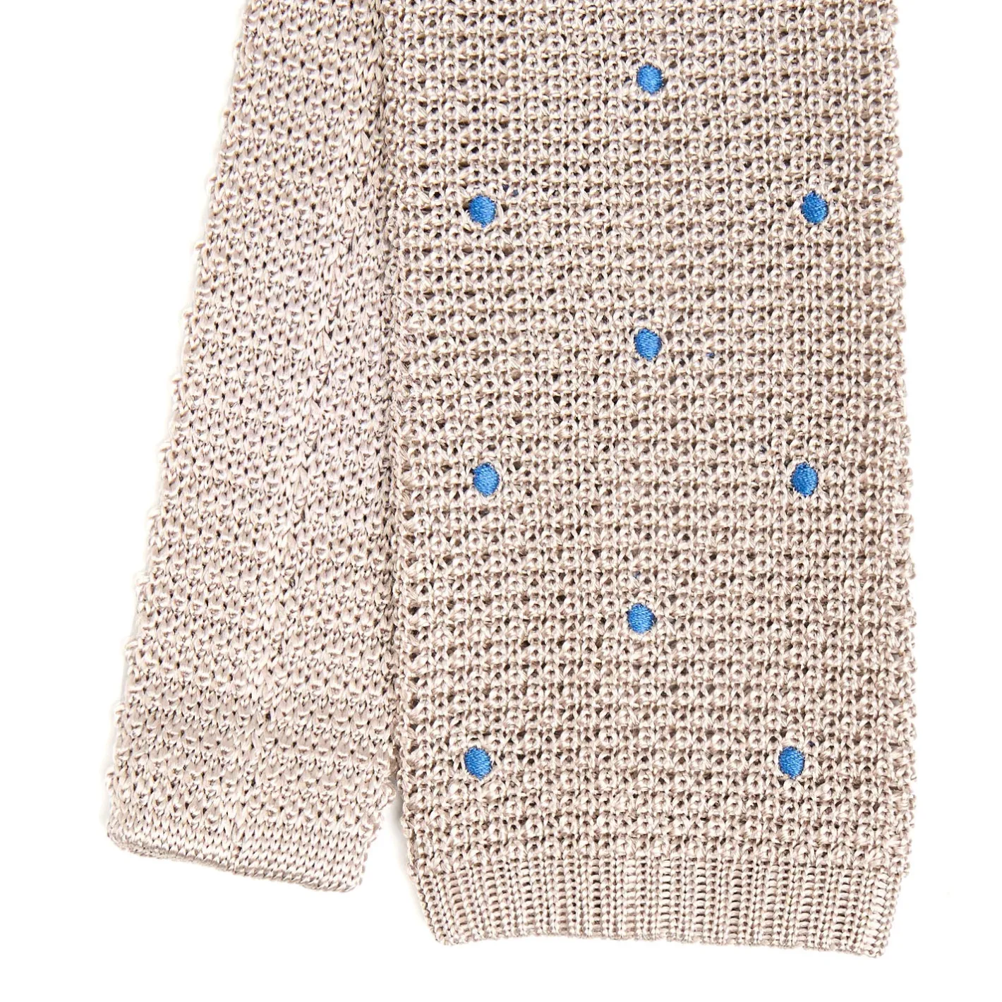 E.Marinella CRAVATTA TRICOT IN SETA BEIGE Pois blu Online