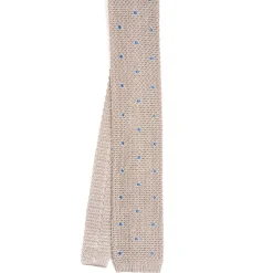 E.Marinella CRAVATTA TRICOT IN SETA BEIGE Pois blu Online