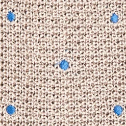 E.Marinella CRAVATTA TRICOT IN SETA BEIGE Pois blu Online