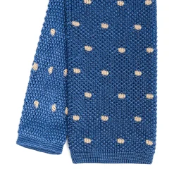 E.Marinella CRAVATTA TRICOT IN SETA BLU Pois beige Best