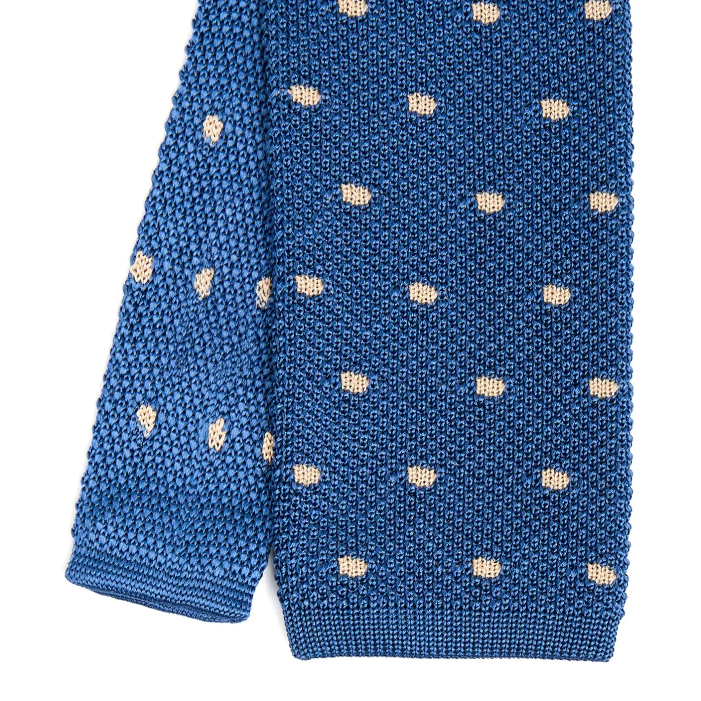E.Marinella CRAVATTA TRICOT IN SETA BLU Pois beige Best
