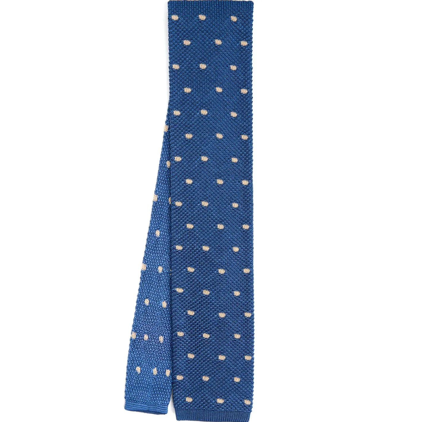 E.Marinella CRAVATTA TRICOT IN SETA BLU Pois beige Best