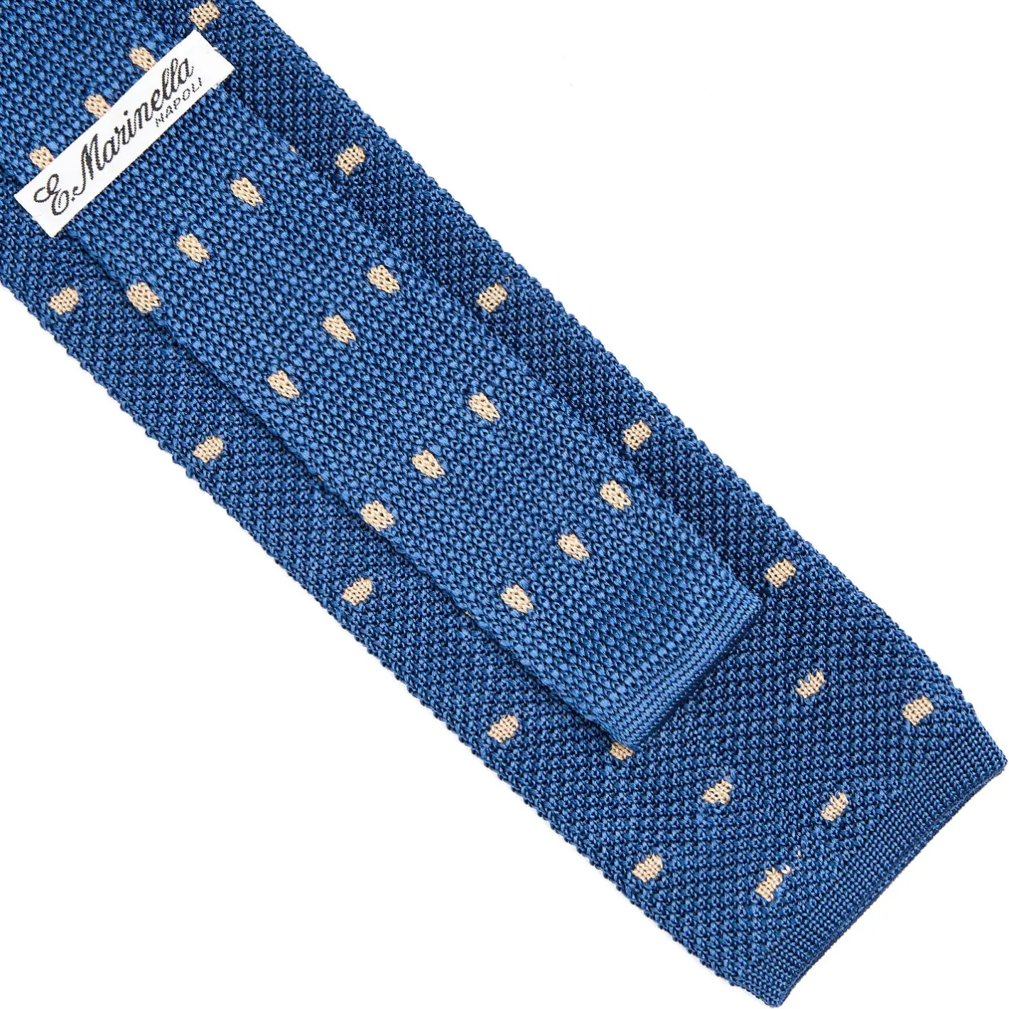 E.Marinella CRAVATTA TRICOT IN SETA BLU Pois beige Best