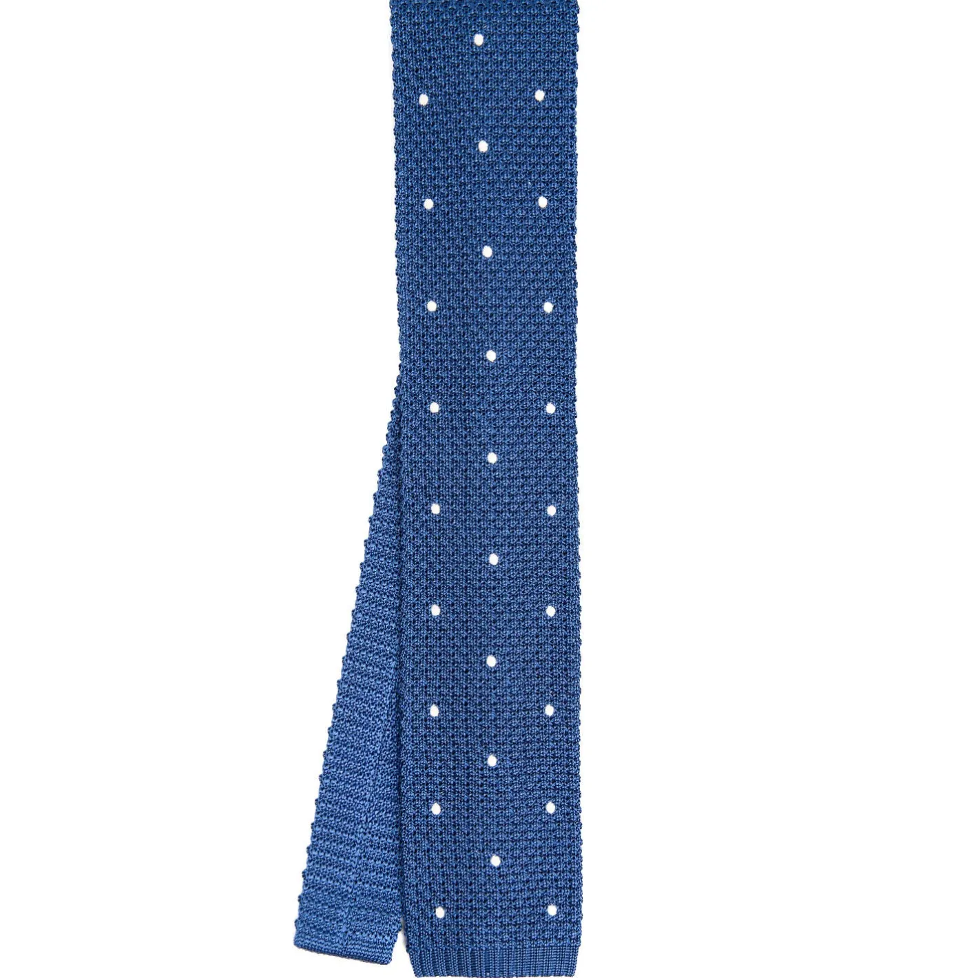 E.Marinella CRAVATTA TRICOT IN SETA BLU Pois beige Hot