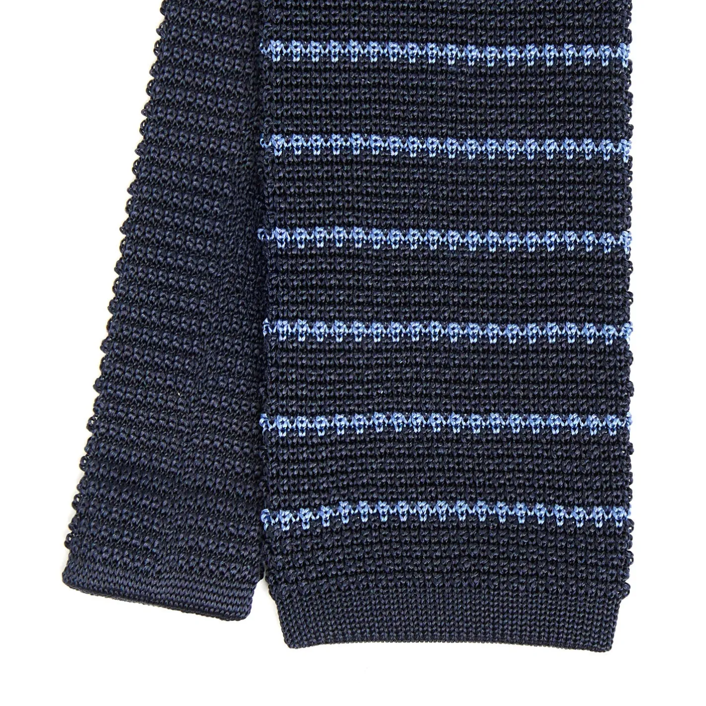 E.Marinella CRAVATTA TRICOT IN SETA BLU SCURO Rigata Discount