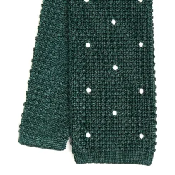 E.Marinella CRAVATTA TRICOT IN SETA VERDE SCURO Pois beige Hot