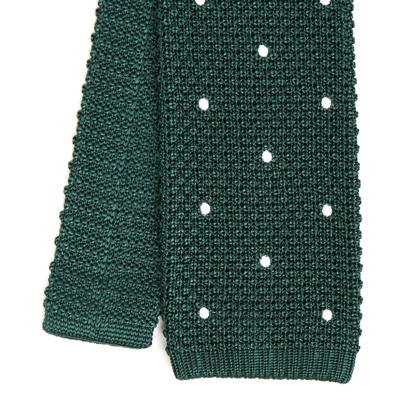 E.Marinella CRAVATTA TRICOT IN SETA VERDE SCURO Pois beige Hot