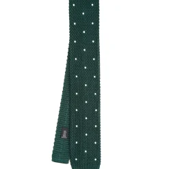 E.Marinella CRAVATTA TRICOT IN SETA VERDE SCURO Pois beige Hot