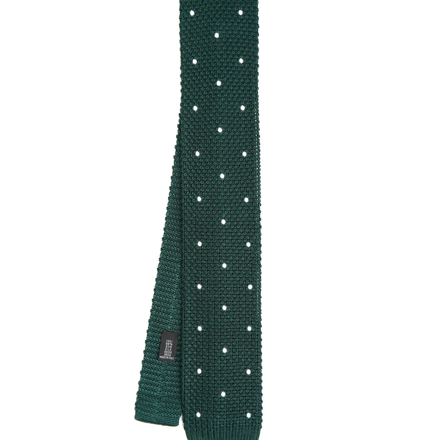 E.Marinella CRAVATTA TRICOT IN SETA VERDE SCURO Pois beige Hot