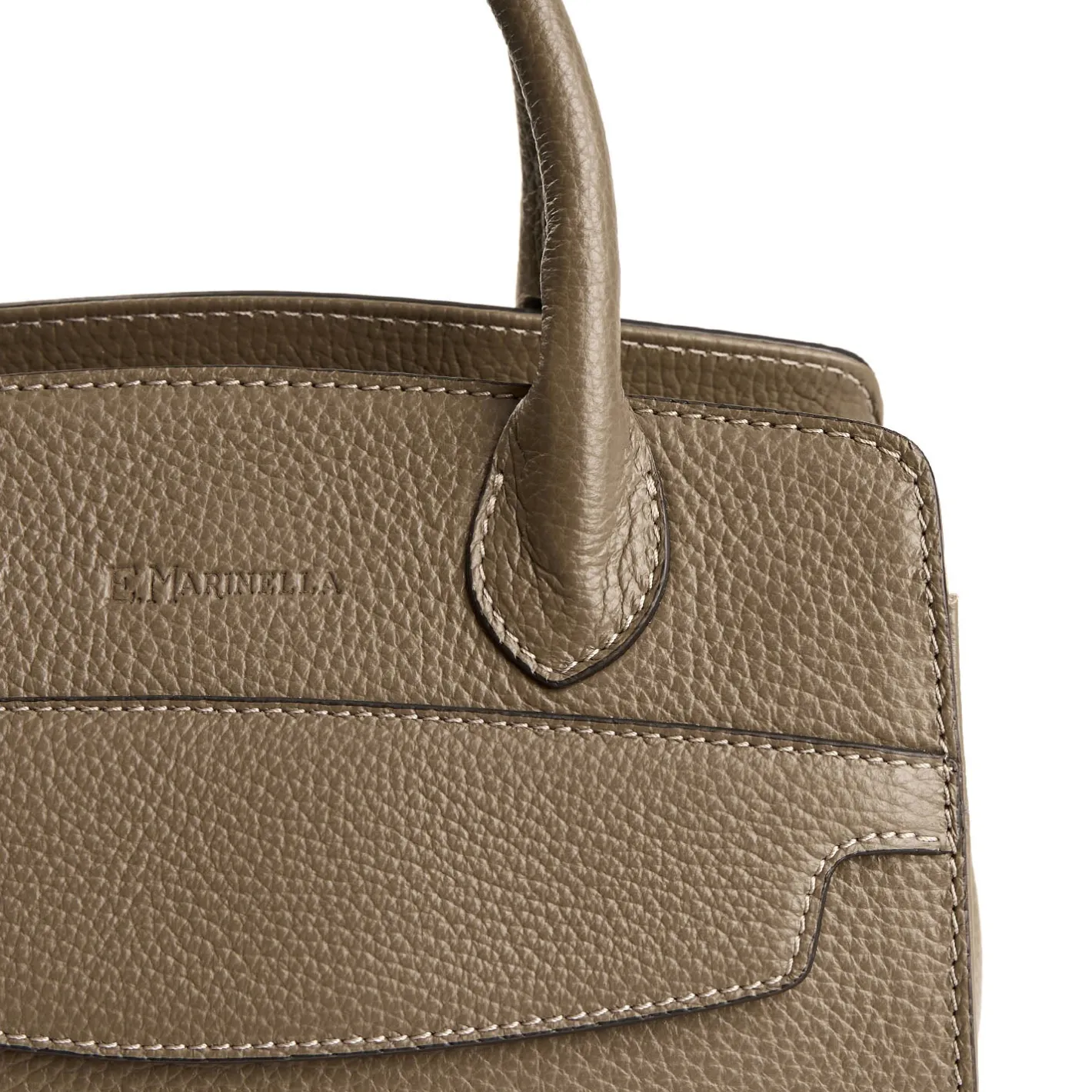 E.Marinella DAY BAG MINI TORTORA In pelle martellata