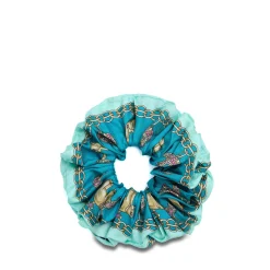 E.Marinella ELASTICO PER CAPELLI IN SETA AZZURRO Lucky elephant Discount
