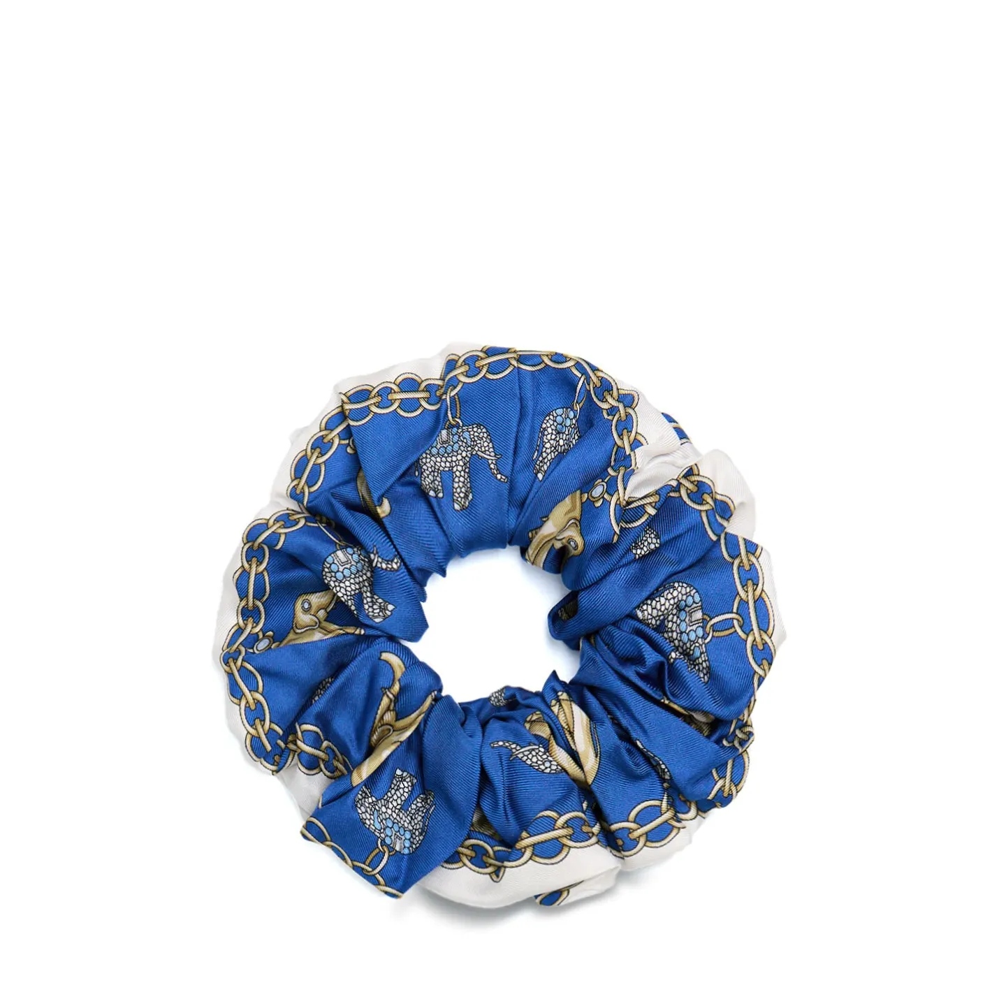 E.Marinella ELASTICO PER CAPELLI IN SETA BLU Lucky elephant Clearance