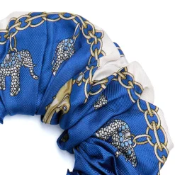 E.Marinella ELASTICO PER CAPELLI IN SETA BLU Lucky elephant Clearance