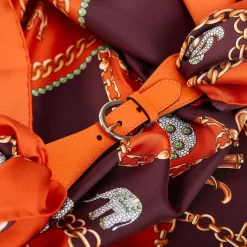 E.Marinella FERMAFOULARD IN PELLE ARANCIONE Con fibbia argentata