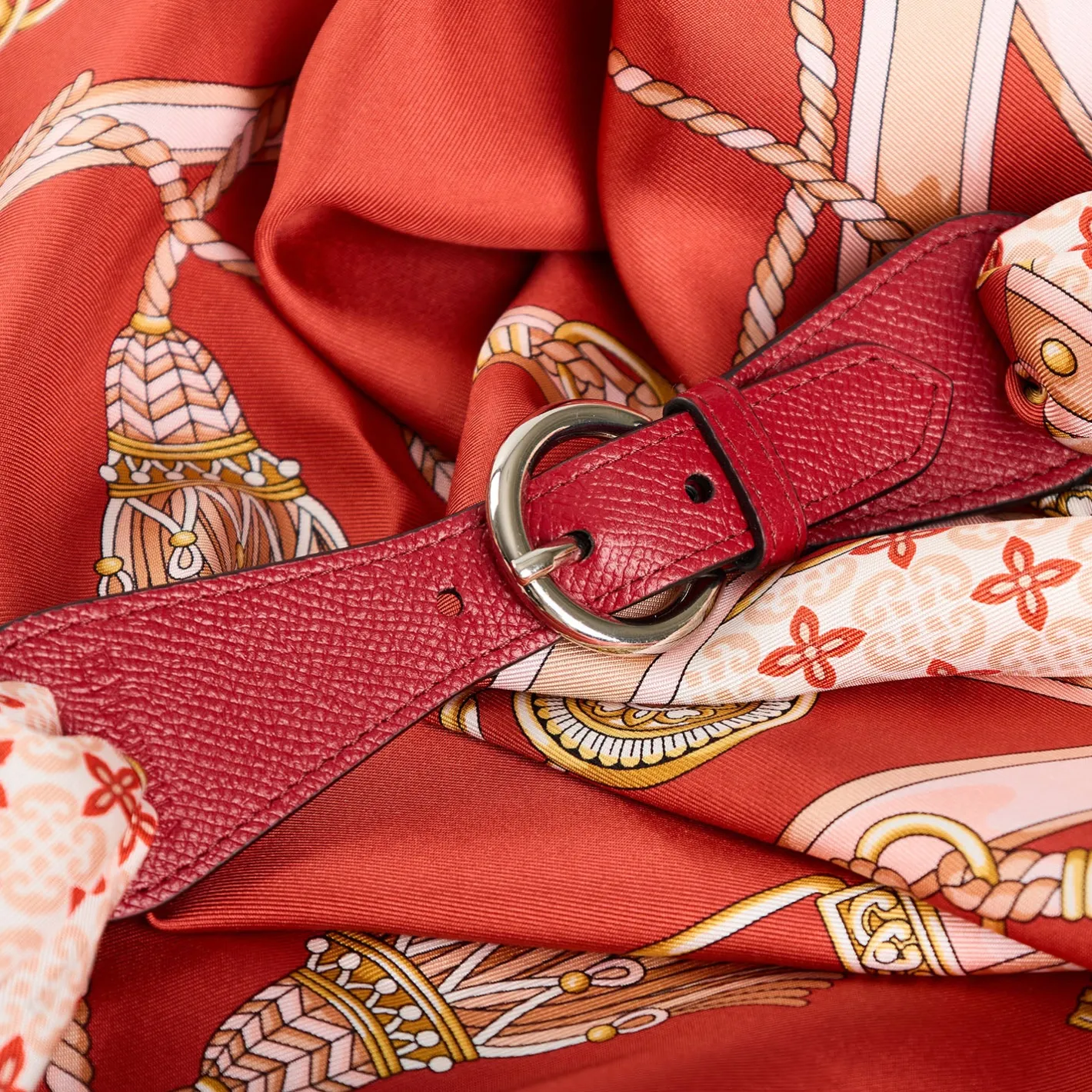 E.Marinella FERMAFOULARD IN PELLE BORDEAUX Con fibbia argentata Sale