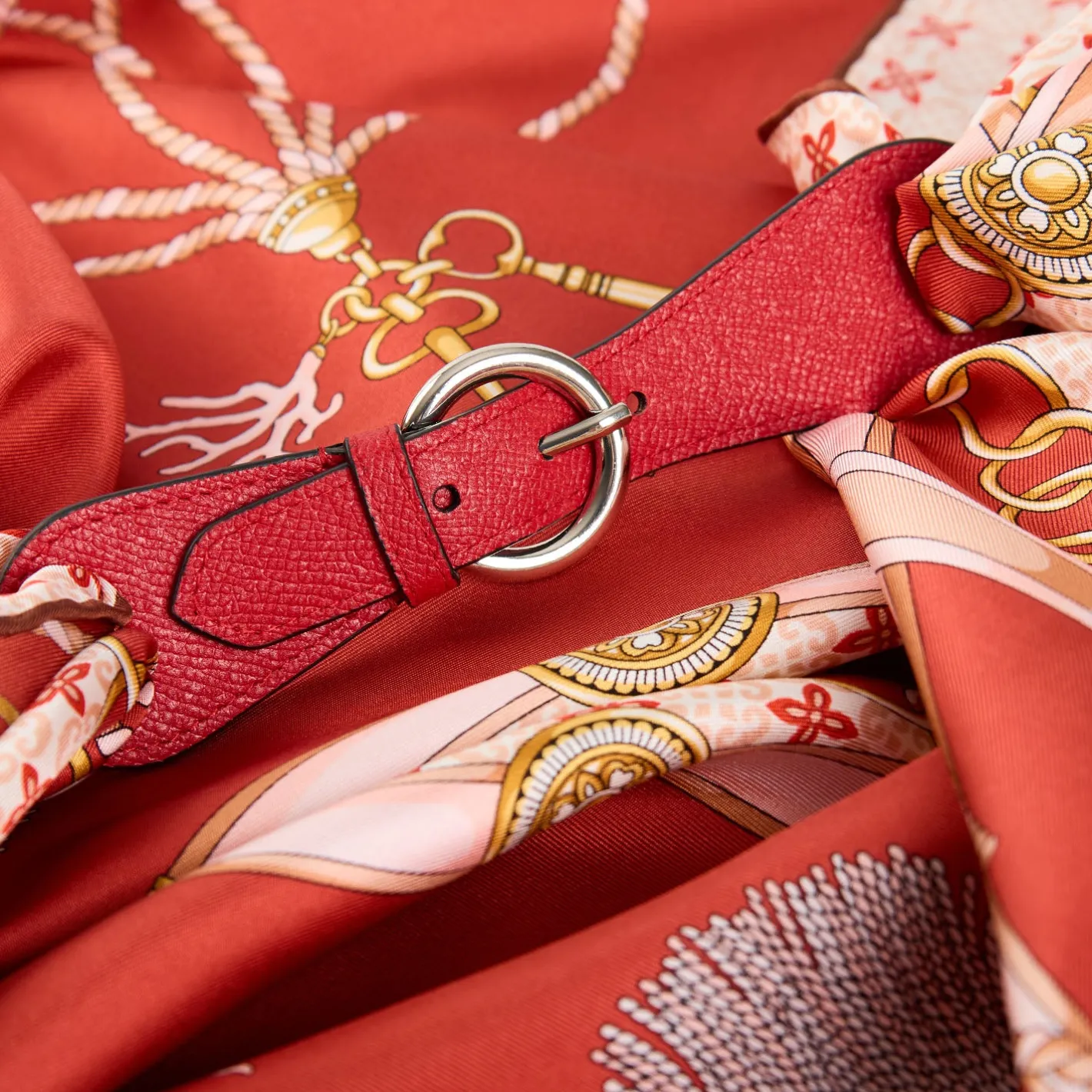 E.Marinella FERMAFOULARD IN PELLE ROSSO Con fibbia argentata Discount