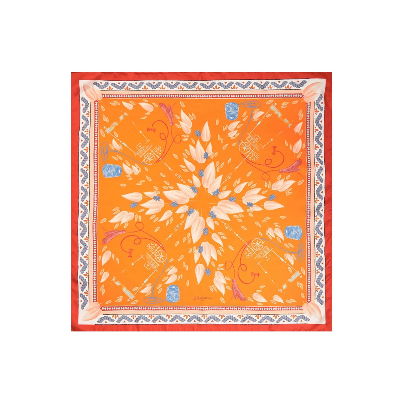 E.Marinella FOULARD ARANCIONE IN SETA E ORANGE FIBER Collezione orange fiber Online