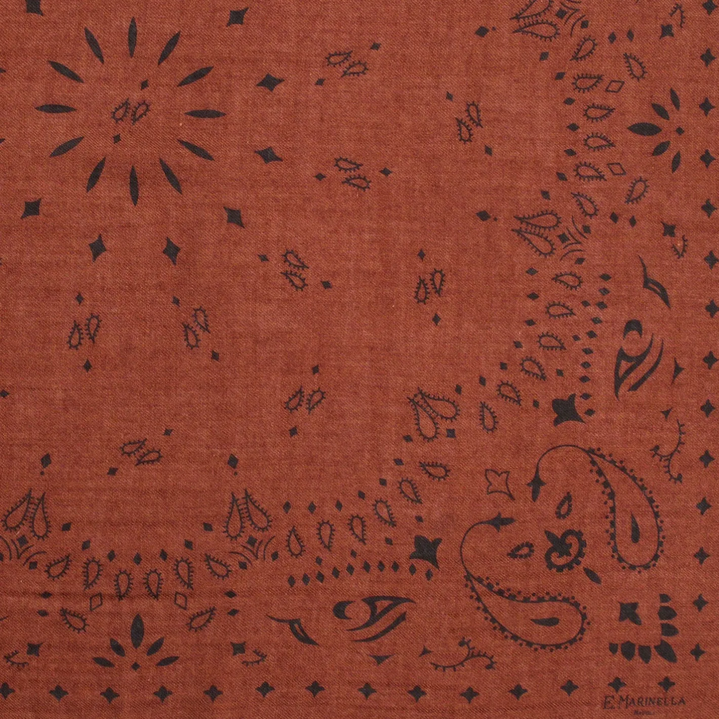 E.Marinella FOULARD IN LANA, CASHMERE E SETA 65 MARRONE Paisley Hot