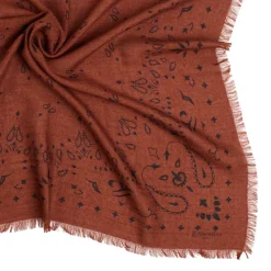 E.Marinella FOULARD IN LANA, CASHMERE E SETA 65 MARRONE Paisley Hot