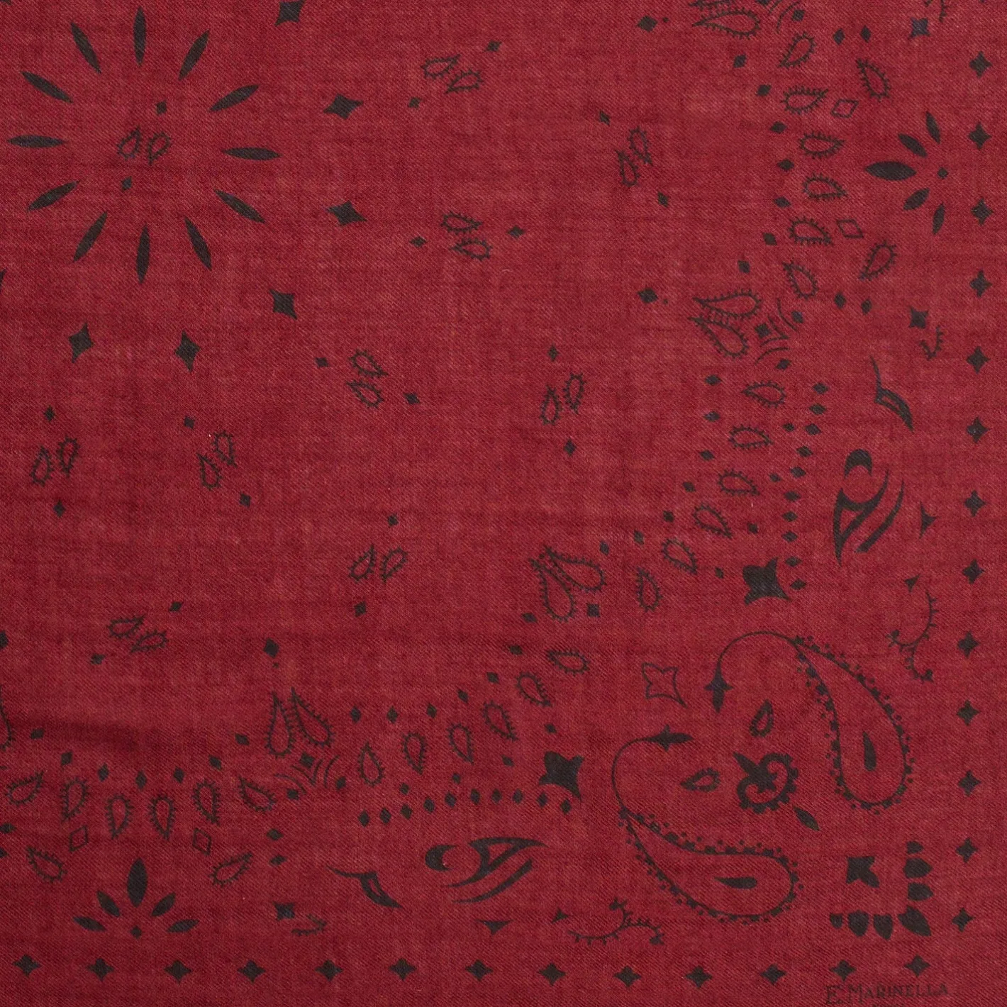 E.Marinella FOULARD IN LANA, CASHMERE E SETA 65 BORDEAUX Paisley Sale