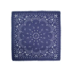 E.Marinella FOULARD IN LANA, CASHMERE E SETA 65 BLU SCURO Paisley Outlet