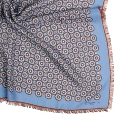 E.Marinella FOULARD IN LANA, CASHMERE E SETA 65 AZZURRO POLVERE Archivio inspiration 1985 Best