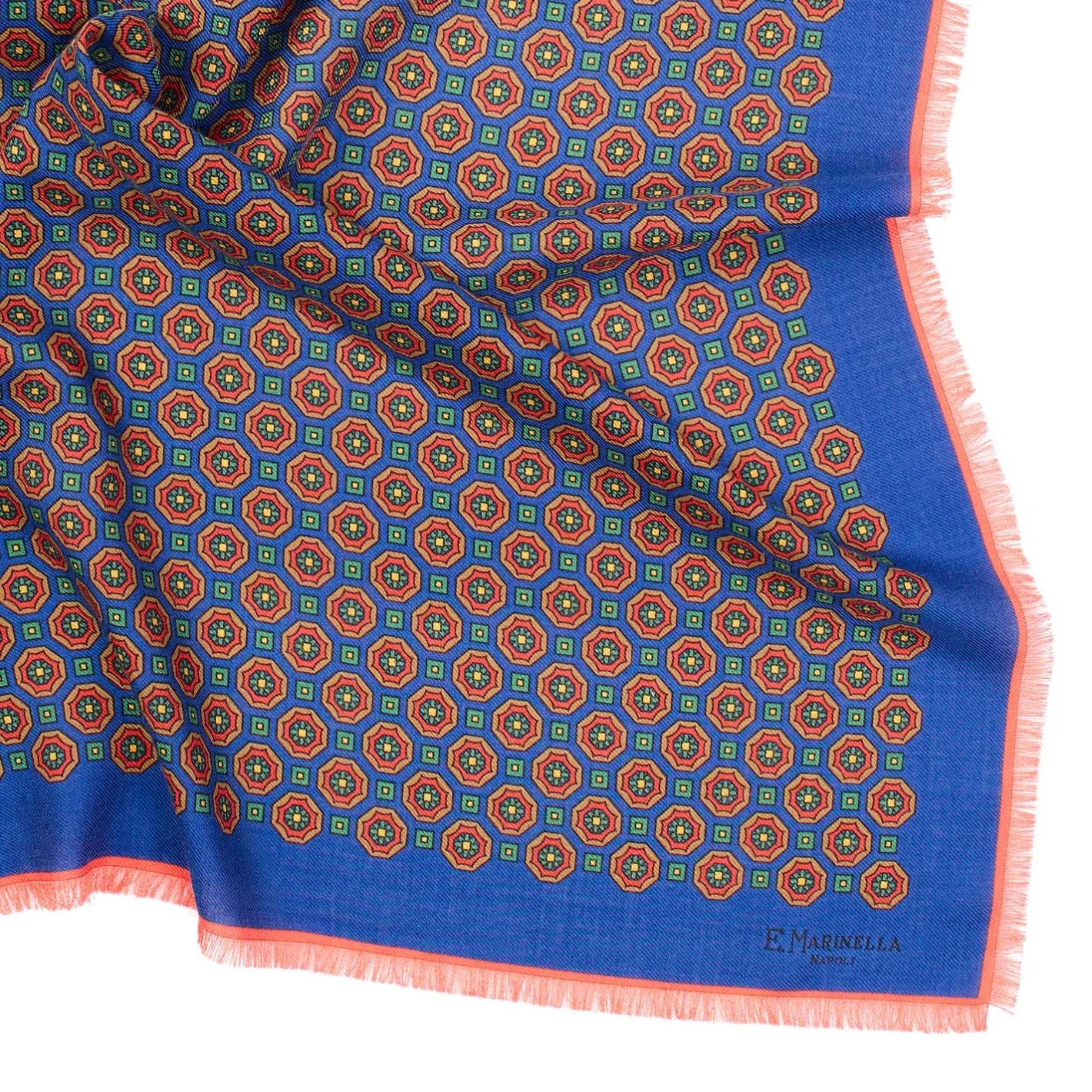 E.Marinella FOULARD IN LANA, CASHMERE E SETA 65 BLUArchivio inspiration 1939 Clearance