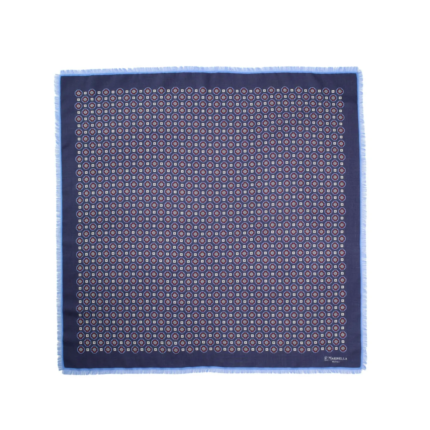 E.Marinella FOULARD IN LANA, CASHMERE E SETA 65 BLU SCURO Archivio inspiration 1939 Sale