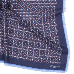 E.Marinella FOULARD IN LANA, CASHMERE E SETA 65 BLU SCURO Archivio inspiration 1939 Sale