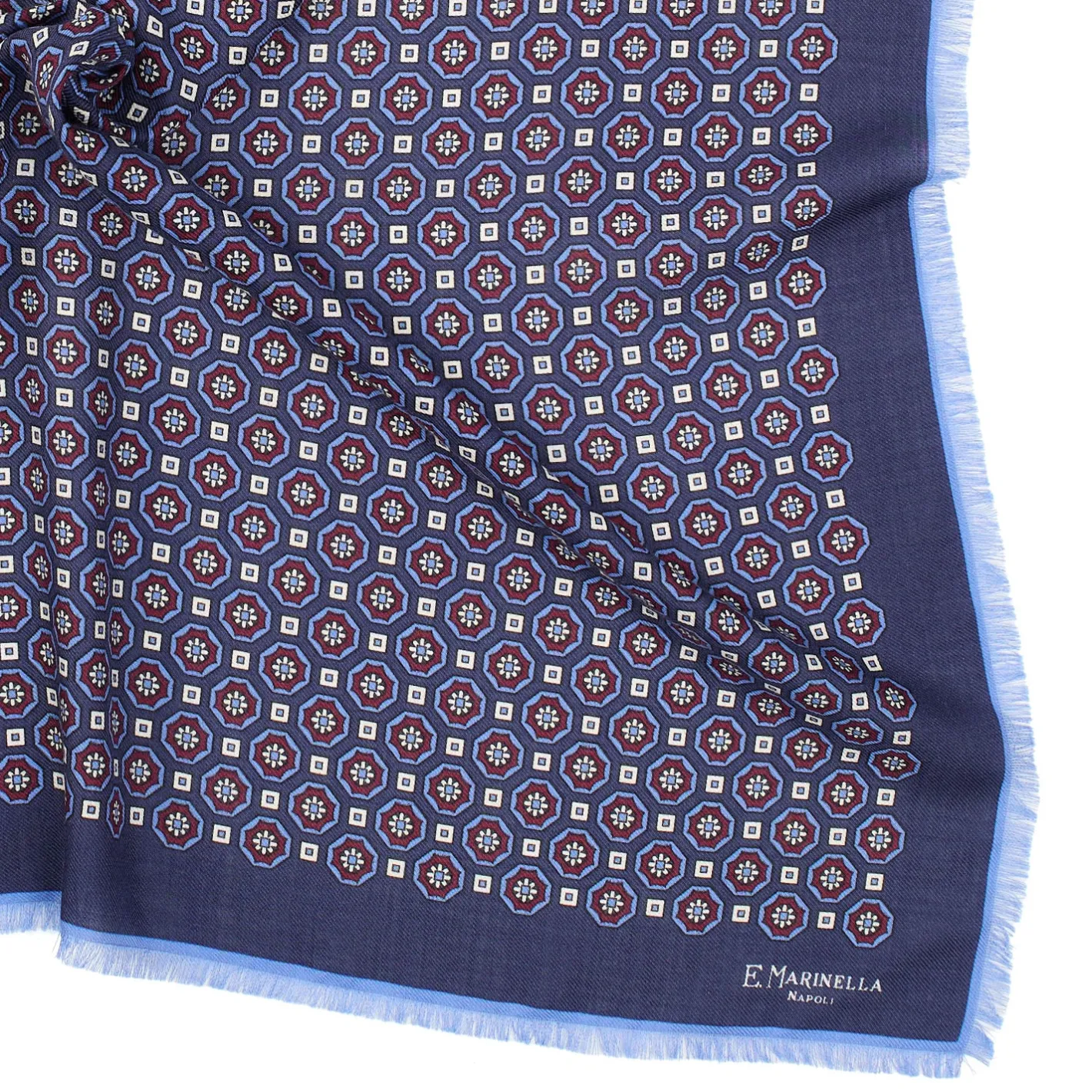 E.Marinella FOULARD IN LANA, CASHMERE E SETA 65 BLU SCURO Archivio inspiration 1939 Sale