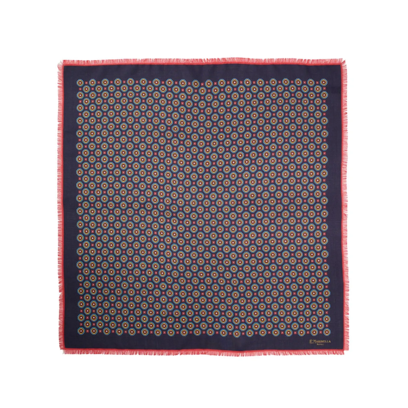 E.Marinella FOULARD IN LANA, CASHMERE E SETA 65 BLU SCURO Archivio inspiration 1939 Sale