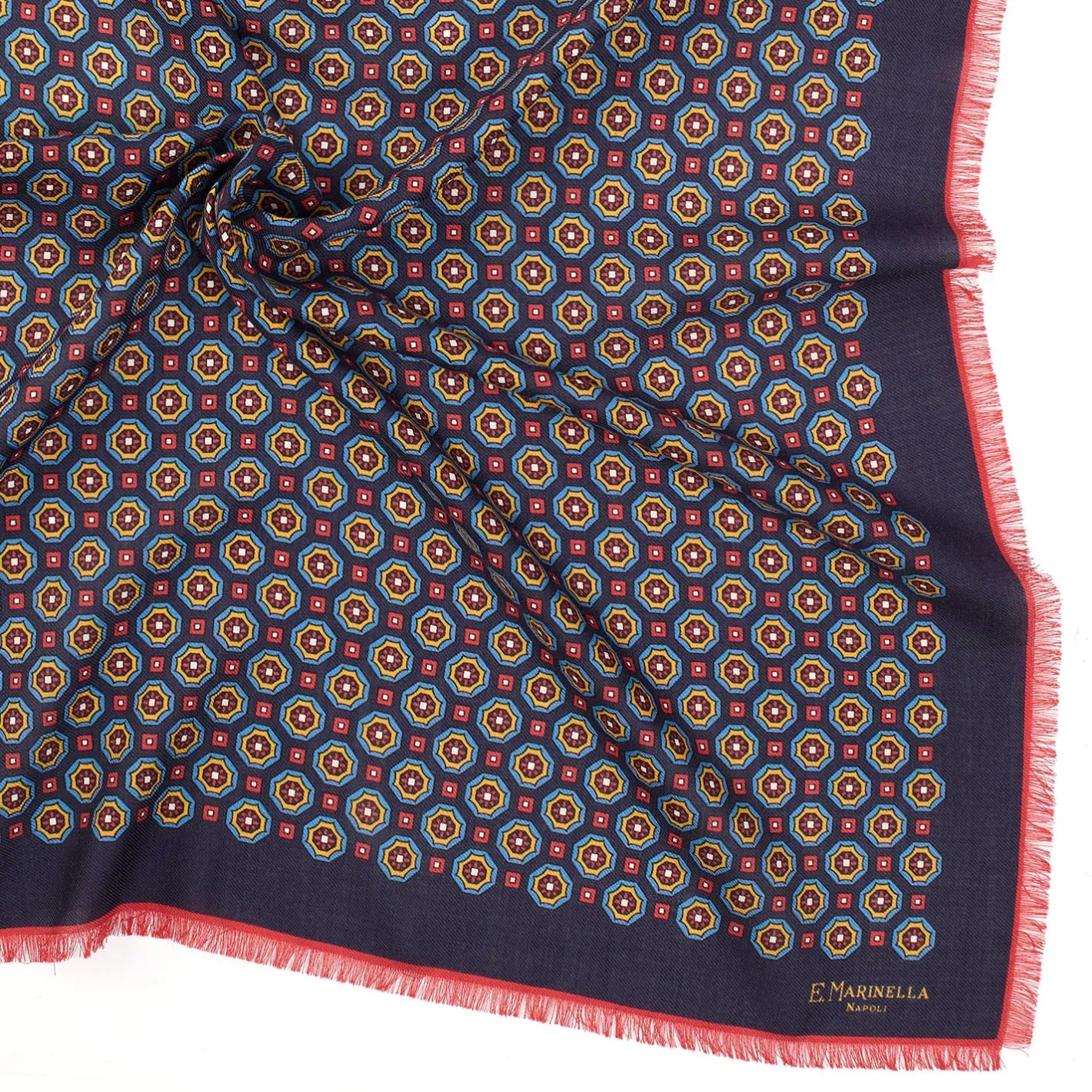 E.Marinella FOULARD IN LANA, CASHMERE E SETA 65 BLU SCURO Archivio inspiration 1939 Sale