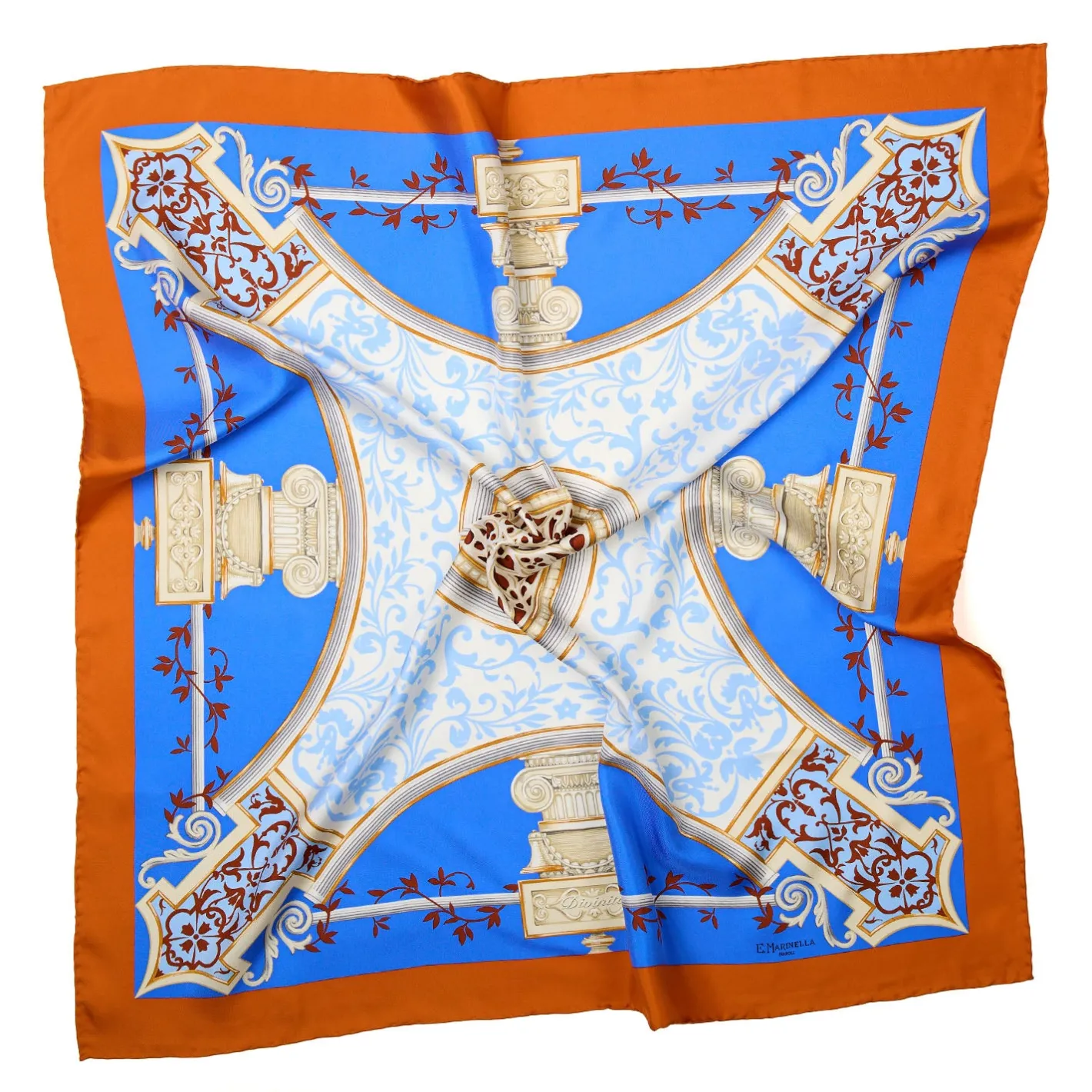 E.Marinella FOULARD IN SETA 90 ARANCIONE Divinita’ New