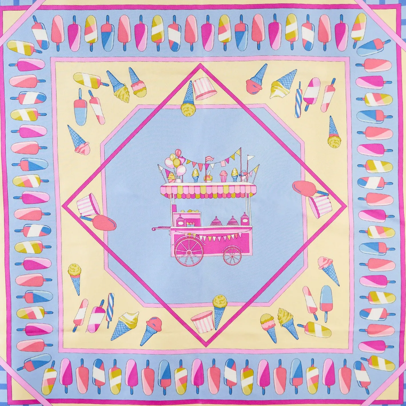 E.Marinella FOULARD IN SETA 90 AZZURRO La gelateria