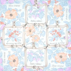 E.Marinella FOULARD IN SETA 90 AZZURRO La rosa canina