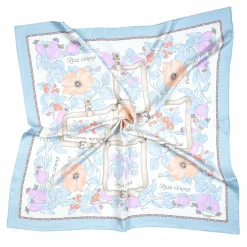 E.Marinella FOULARD IN SETA 90 AZZURRO La rosa canina