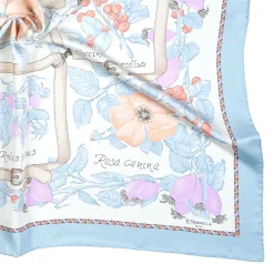 E.Marinella FOULARD IN SETA 90 AZZURRO La rosa canina