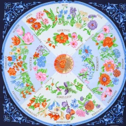 E.Marinella FOULARD IN SETA 90 AZZURRO La ruota delle stagioni Online