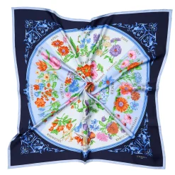 E.Marinella FOULARD IN SETA 90 AZZURRO La ruota delle stagioni Online