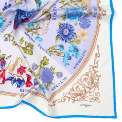 E.Marinella FOULARD IN SETA 90 AZZURRO La ruota delle stagioni Outlet