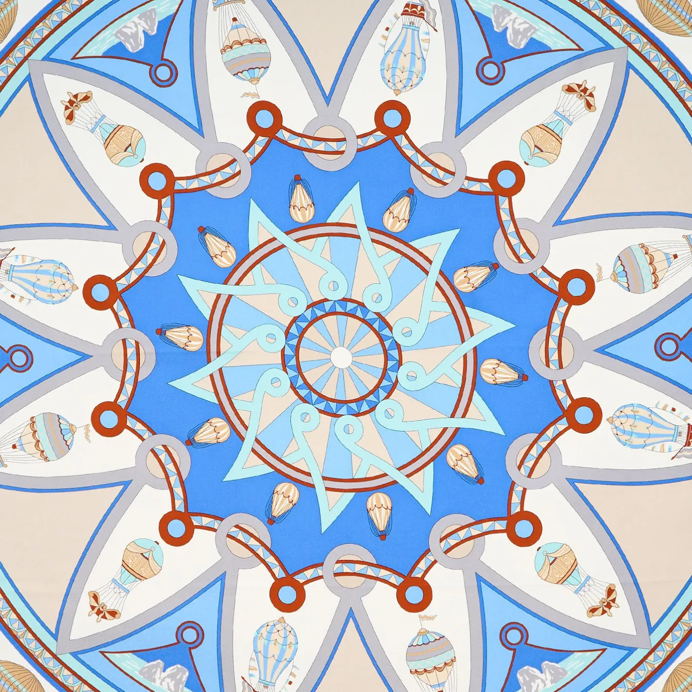 E.Marinella FOULARD IN SETA 90 AZZURRO Le mongolfiere