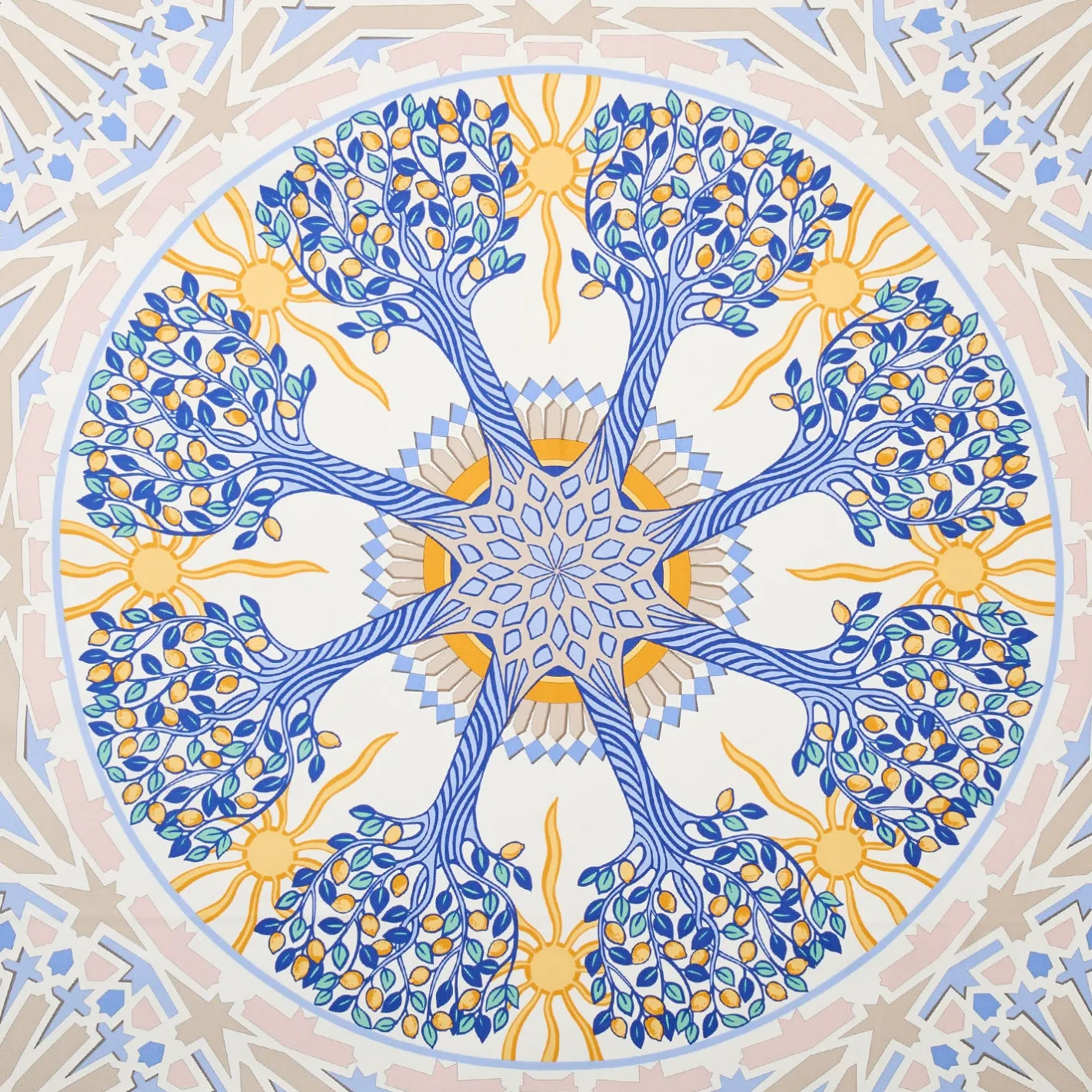 E.Marinella FOULARD IN SETA 90 AZZURRO Mosaico Clearance