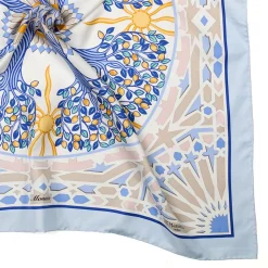 E.Marinella FOULARD IN SETA 90 AZZURRO Mosaico Clearance
