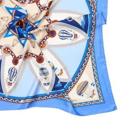 E.Marinella FOULARD IN SETA 90 AZZURRO POLVERE Le mongolfiere Sale